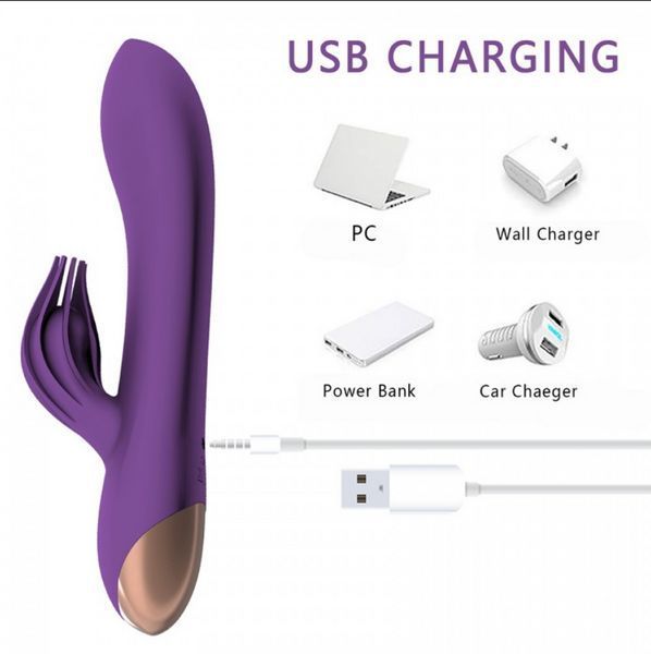 Подвійний вібратор з відростком від USB, Жіночий вібратор стимулятор, Вібратор для клітора та точки G, Інтимні Н 439 фото