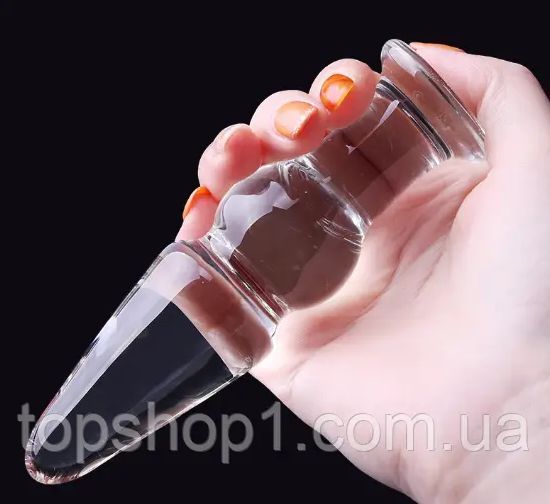Пробка анальна прозора 10 см, анальний корок зі скла, корок для анала, інтимні іграшки С 341 фото